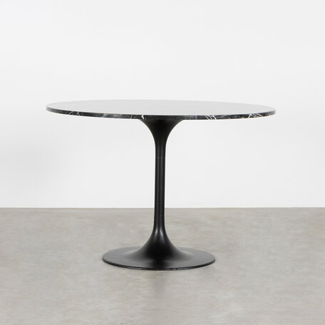 Zwart marmeren tafel rond 110 cm tulp voet aluminium