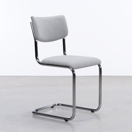 The Purmer tubular frame stool without armrests with Facet Wool felt 1000 light grey