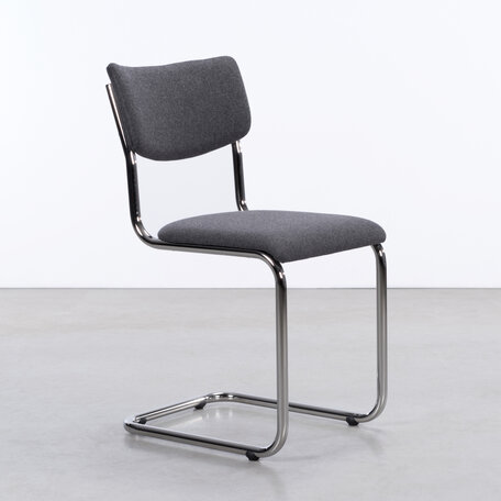 The Purmer tubular frame stool without armrests with Facet Wool felt 1001 mid-grey
