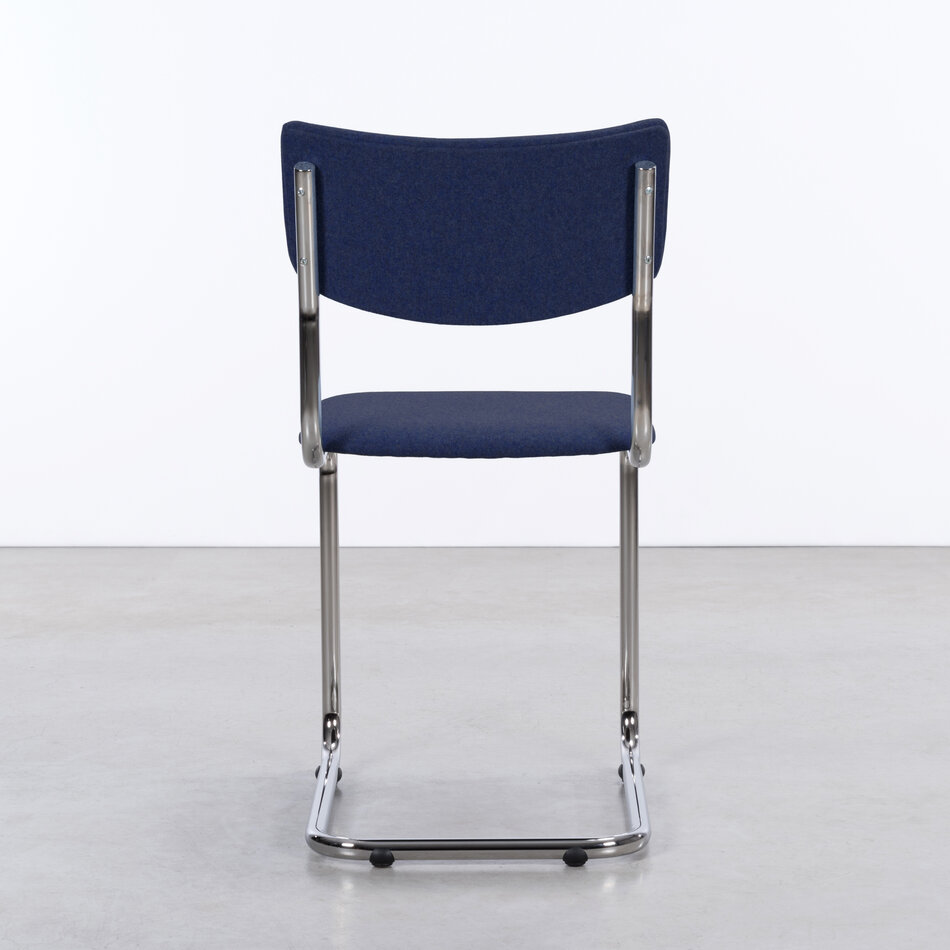 De Purmer buisframe stoel zonder arm met Facet Wolvilt 45 Donkerblauw
