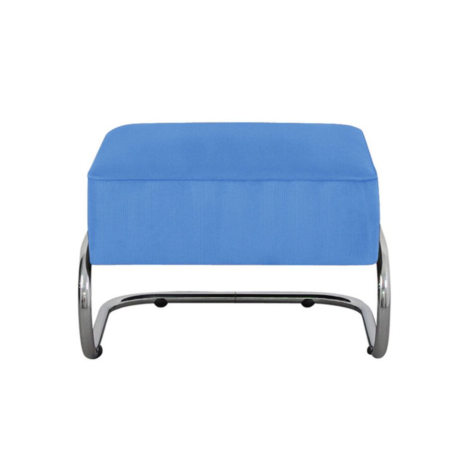 Dykmeyer De Zwaan Tubular Frame Footstool Manchester Rib Fabric 32 Light Blue