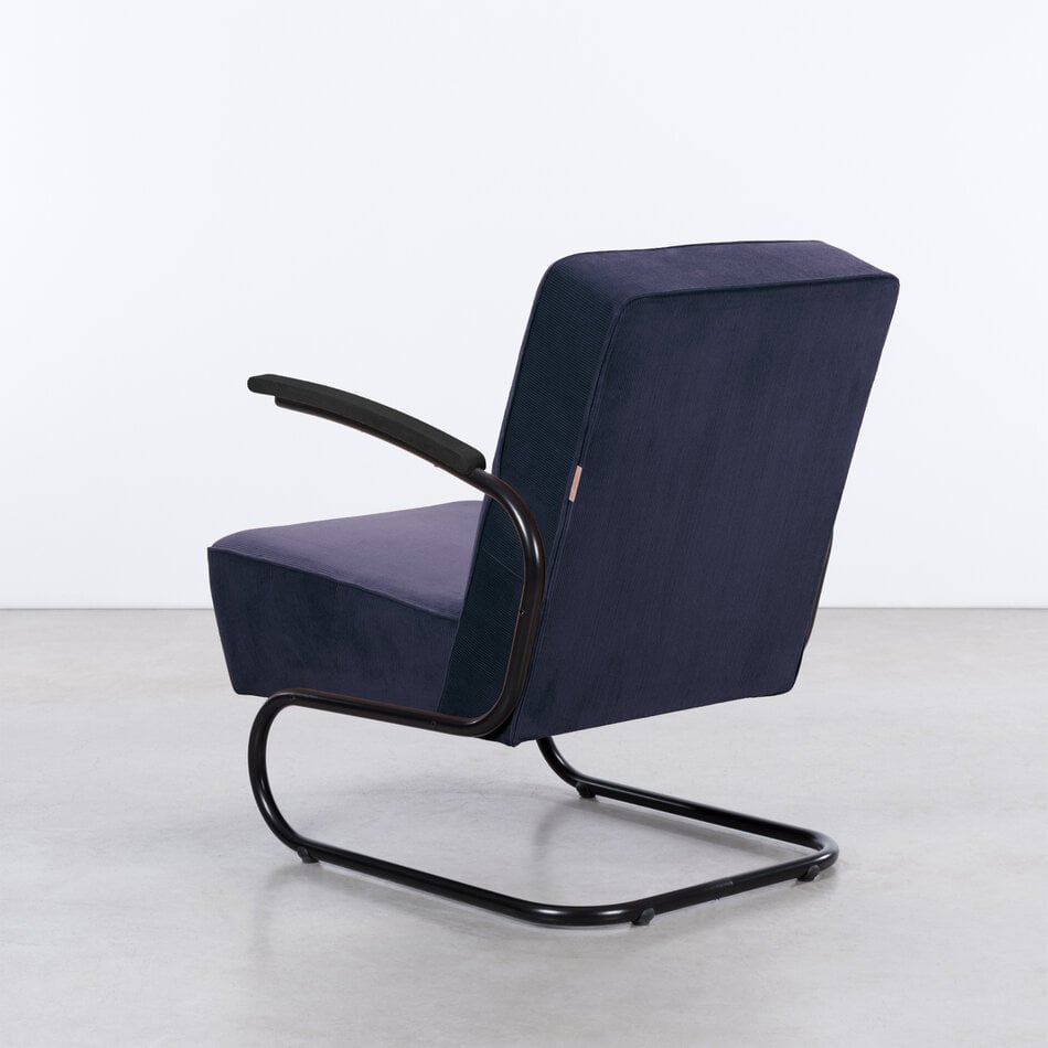 De Zwaan Buisframe Fauteuil Zwart / Manchester Ribstof 07 Lavendel