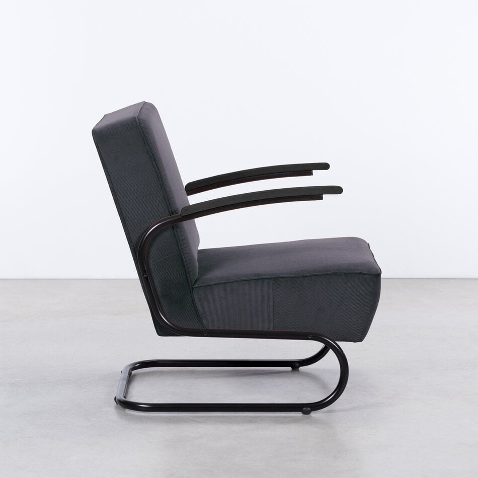 De Zwaan Buisframe Fauteuil Zwart / Manchester Ribstof 31 Antraciet