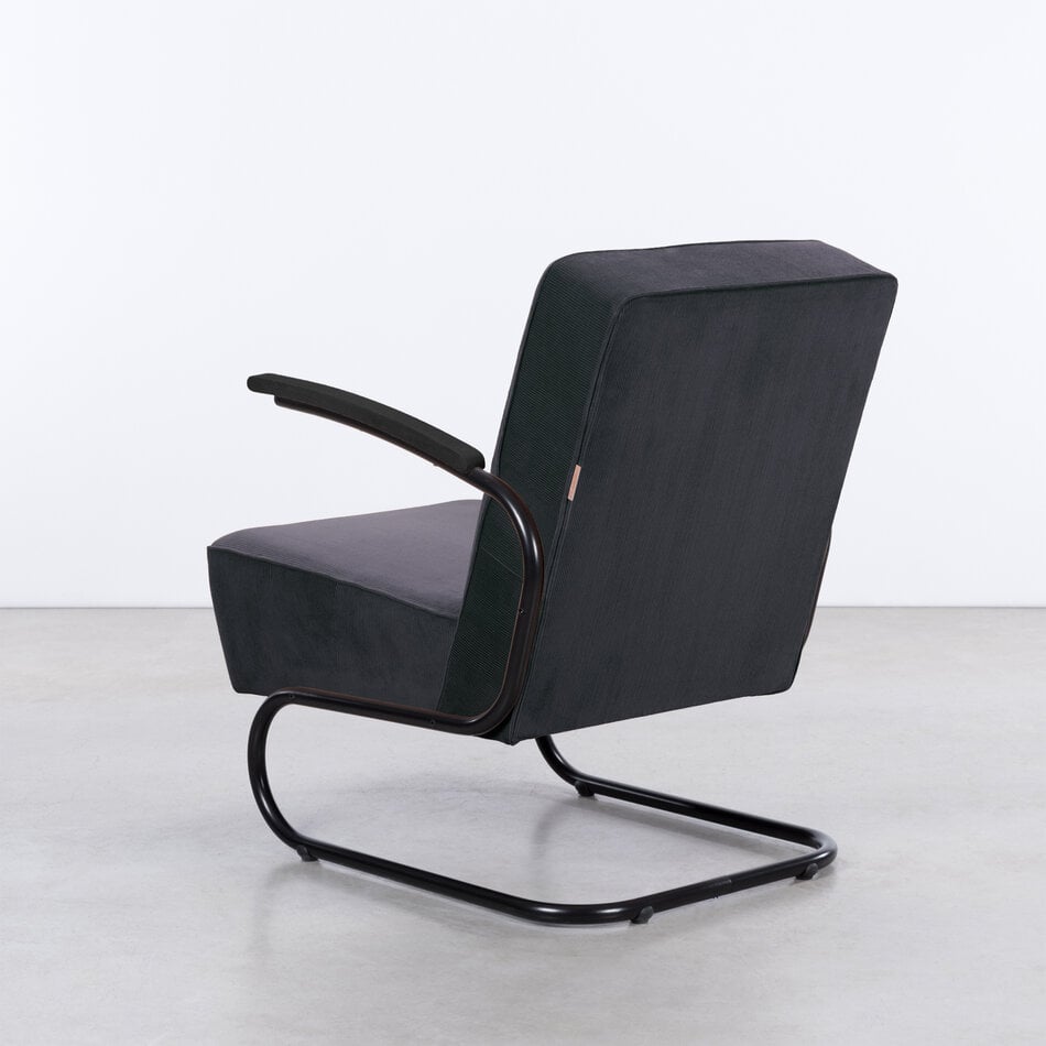 De Zwaan Buisframe Fauteuil Zwart / Manchester Ribstof 31 Antraciet