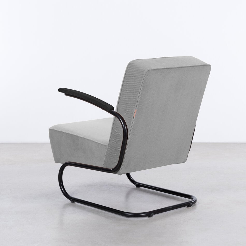 De Zwaan Buisframe Fauteuil Zwart / Manchester Ribstof 92 Grijs