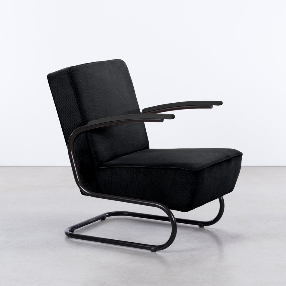 De Zwaan Buisframe Fauteuil Zwart / Manchester Ribstof 1 Zwart