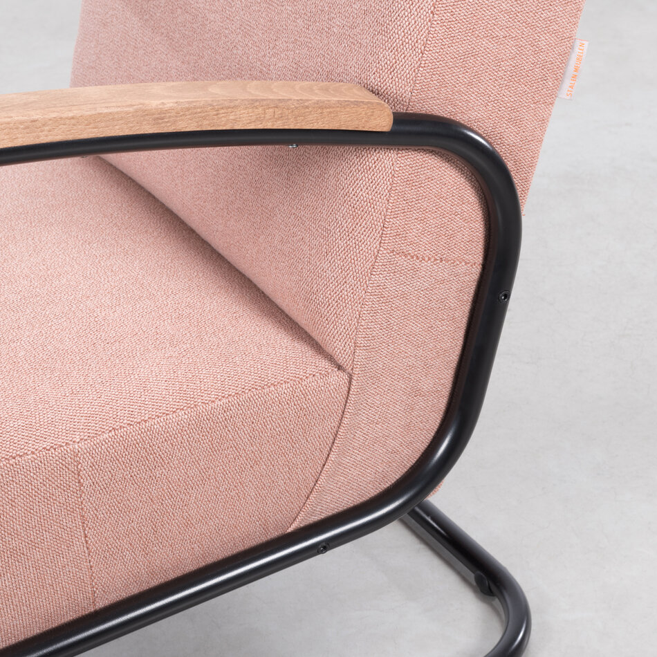 De Zwaan Buisframe Fauteuil Zwart / Prairie Stof 27 Roze