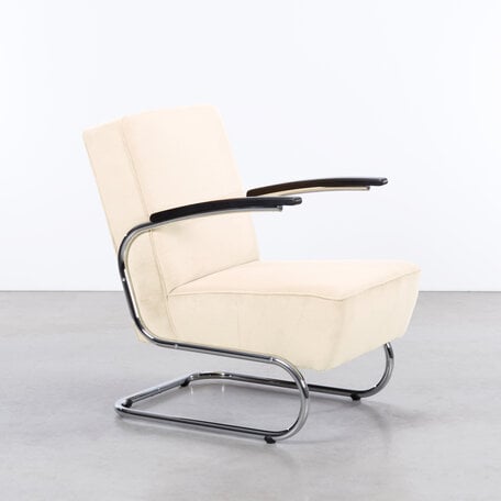 De Zwaan Fauteuil Ribstof Wit