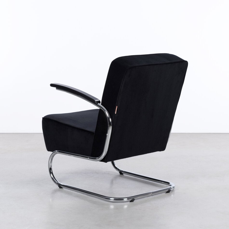 De Zwaan Buisframe Fauteuil / Manchester Ribstof 01 Zwart