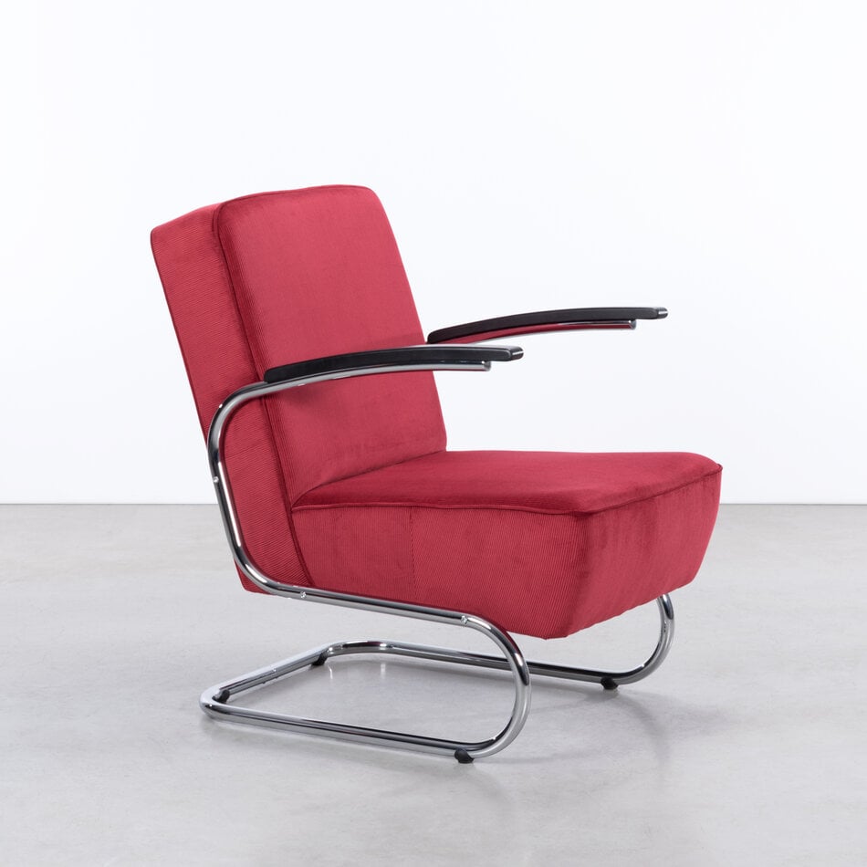 De Zwaan Buisframe Fauteuil / Manchester Ribstof 03 Donkerrood