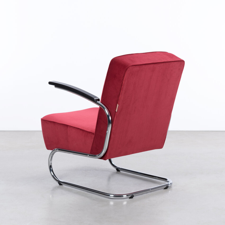 De Zwaan Buisframe Fauteuil / Manchester Ribstof 03 Donkerrood