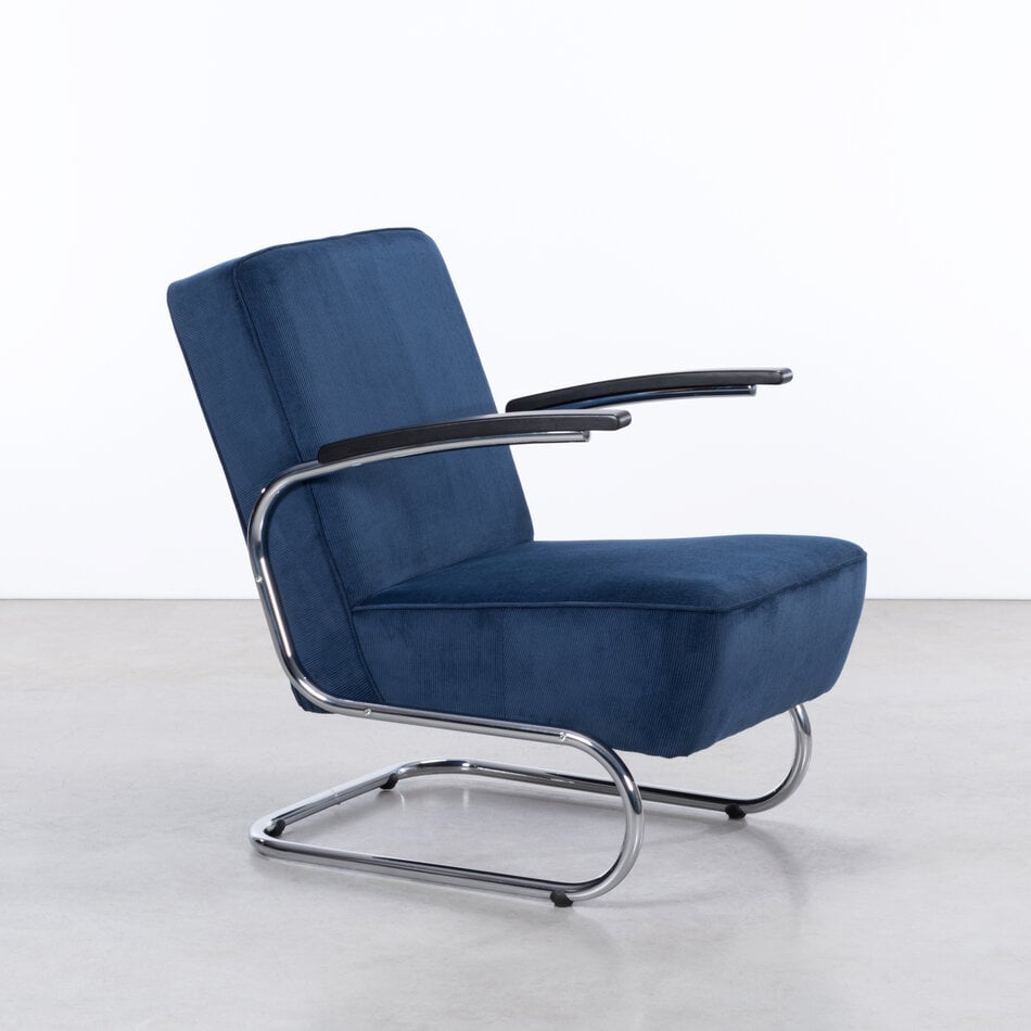 Dykmeyer De Zwaan Buisframe Fauteuil Manchester Ribstof 10 Donkerblauw