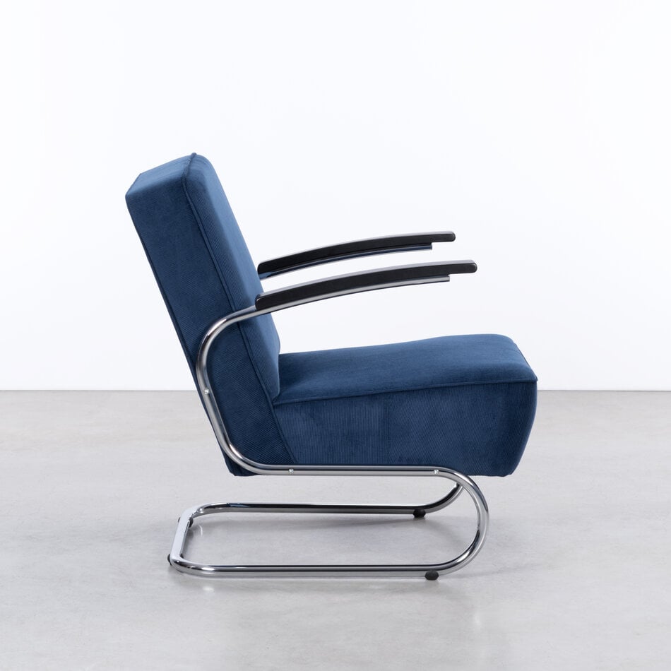 Dykmeyer De Zwaan Buisframe Fauteuil Manchester Ribstof 10 Donkerblauw