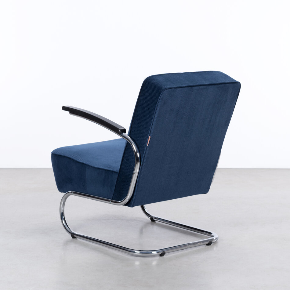 Dykmeyer De Zwaan Buisframe Fauteuil Manchester Ribstof 10 Donkerblauw