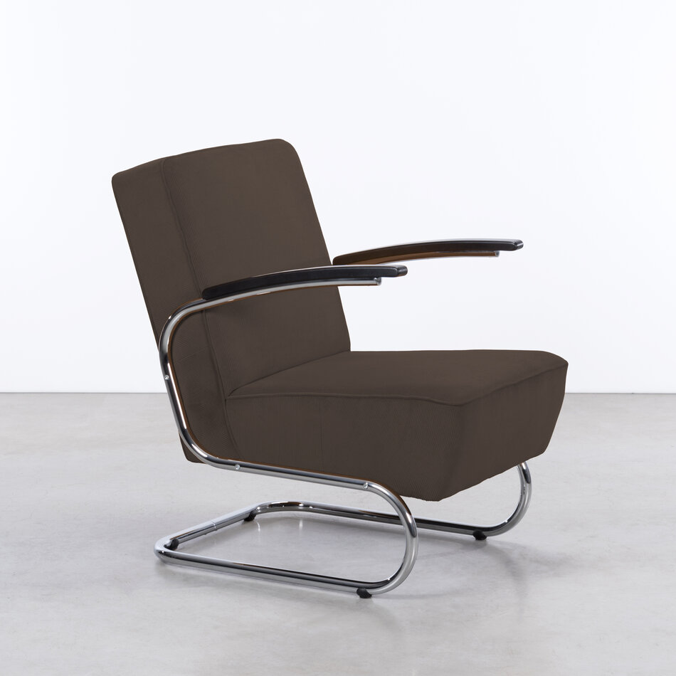 Dykmeyer De Zwaan Buisframe Fauteuil Manchester Ribstof 11 Bruin