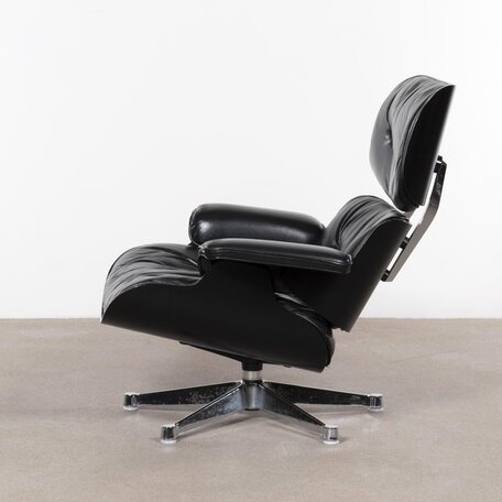 Eames Lounge chair zwart leer Herman Miller jaren 70