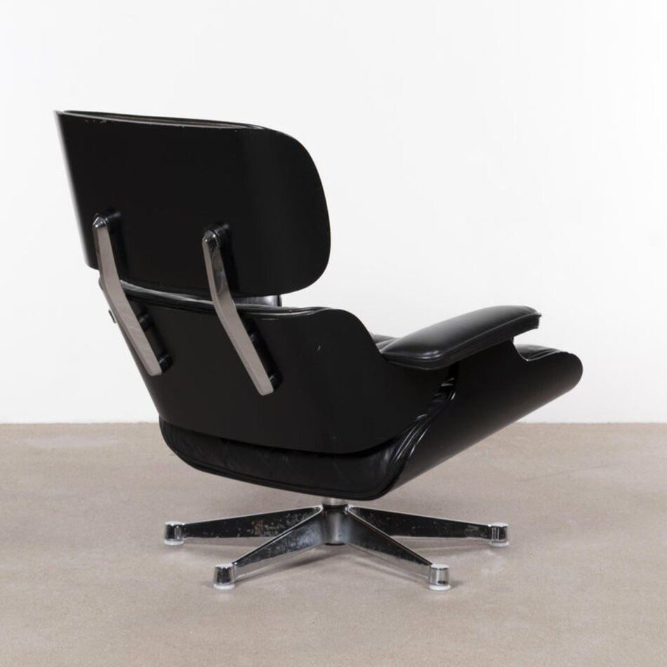 Eames Lounge chair zwart leer Herman Miller jaren 70