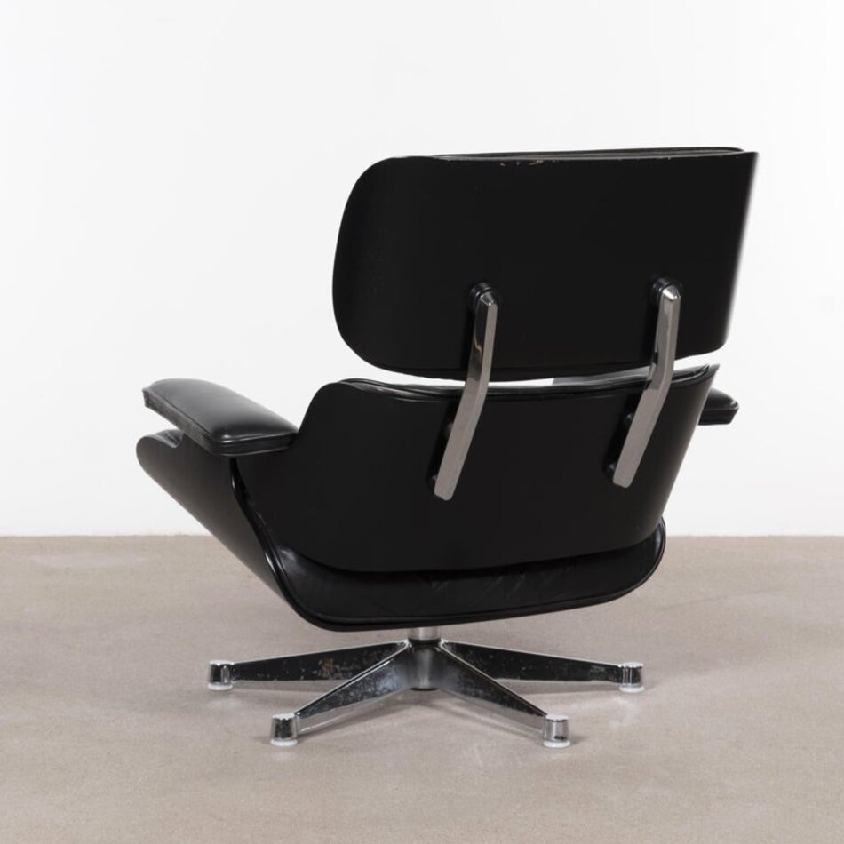 Eames Lounge chair zwart leer Herman Miller jaren 70