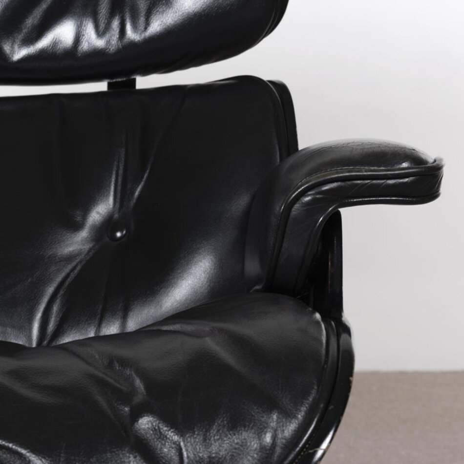 Eames Lounge chair zwart leer Herman Miller jaren 70