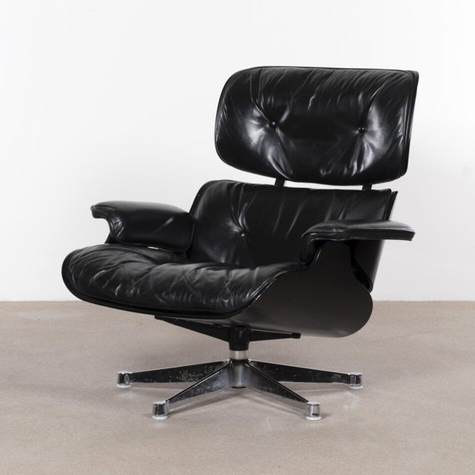 Eames Lounge chair zwart leer Herman Miller jaren 70