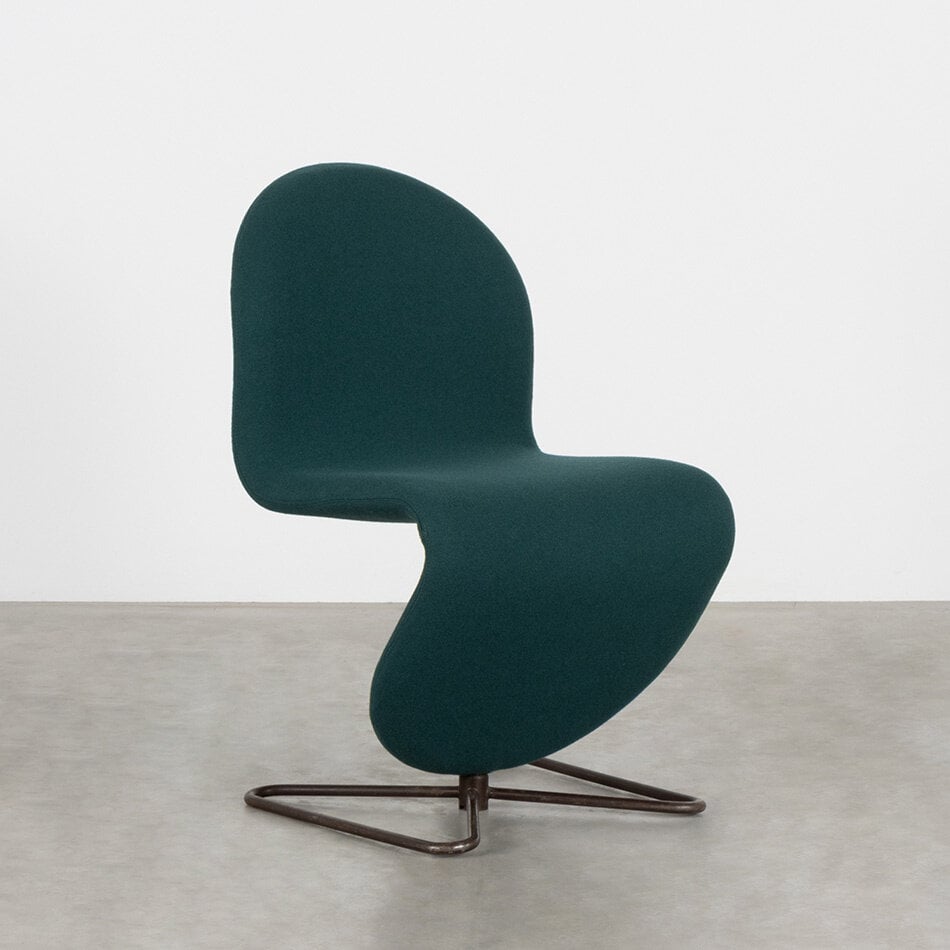 Verner Panton stoel 1-2-3 petrol wol Fritz Hansen