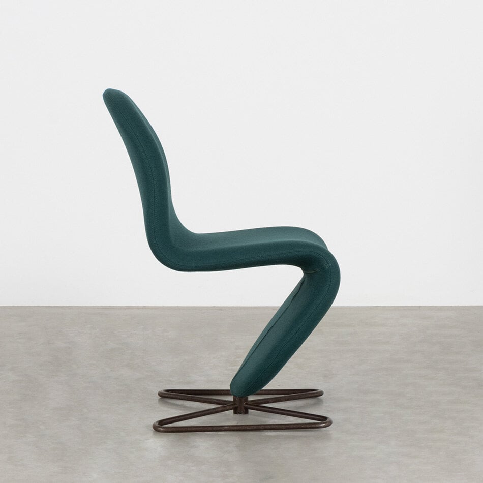 Verner Panton stoel 1-2-3 petrol wol Fritz Hansen