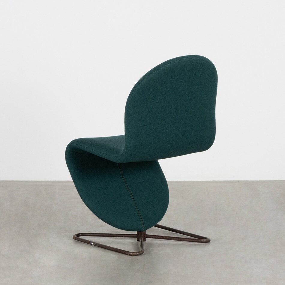 Verner Panton stoel 1-2-3 petrol wol Fritz Hansen