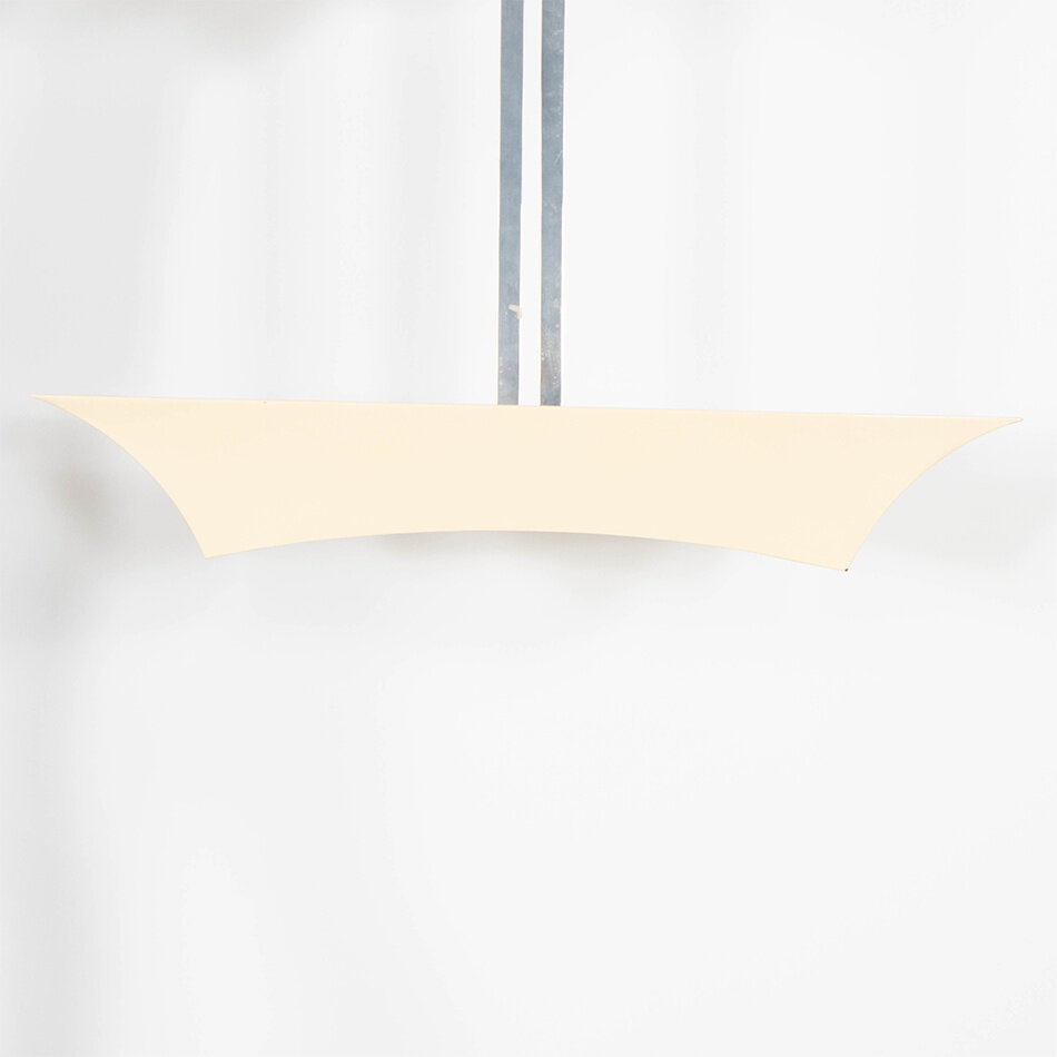 Bijzondere hanglamp jaren 30 wit aluminium kap