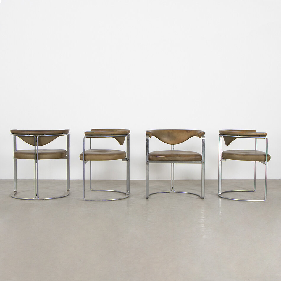 Set van 4 Horst Brüning dining chairs leather Kill International