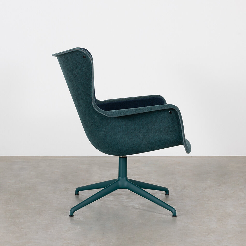 Spettr Draaifauteuil Petrol Stof Wolvilt Blauw met Draaivoet