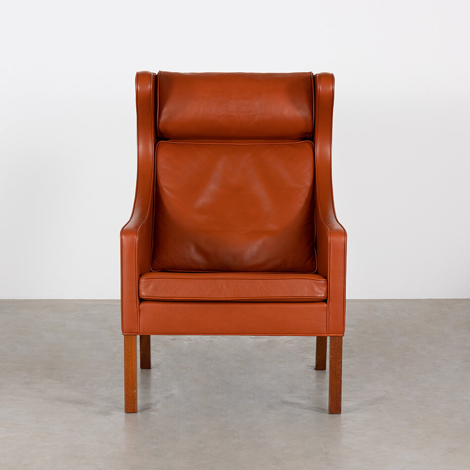 Borge Mogensen Wing chair model 2204 cognac leer (B)