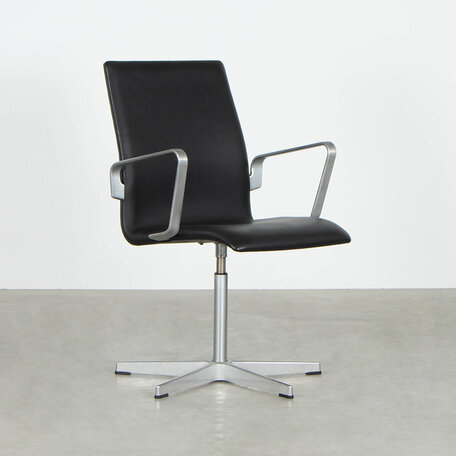 Arne Jacobsen Oxford Stoel Zwart Leer Fritz Hansen