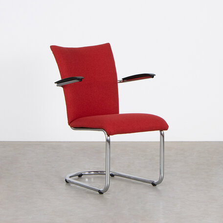 De Wit damesfauteuil 7018 nieuw bekleed rood