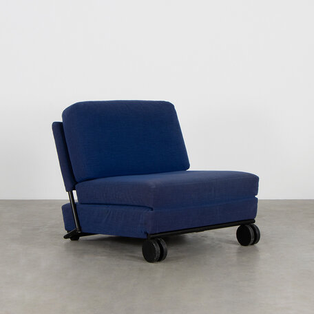 COR trinus fauteuil / slaapmeubel blauw stof  postmodern