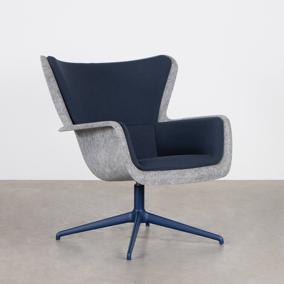 Spettr Draaifauteuil Lichtgrijs Stof Hallingdal Blauw met Draaivoet