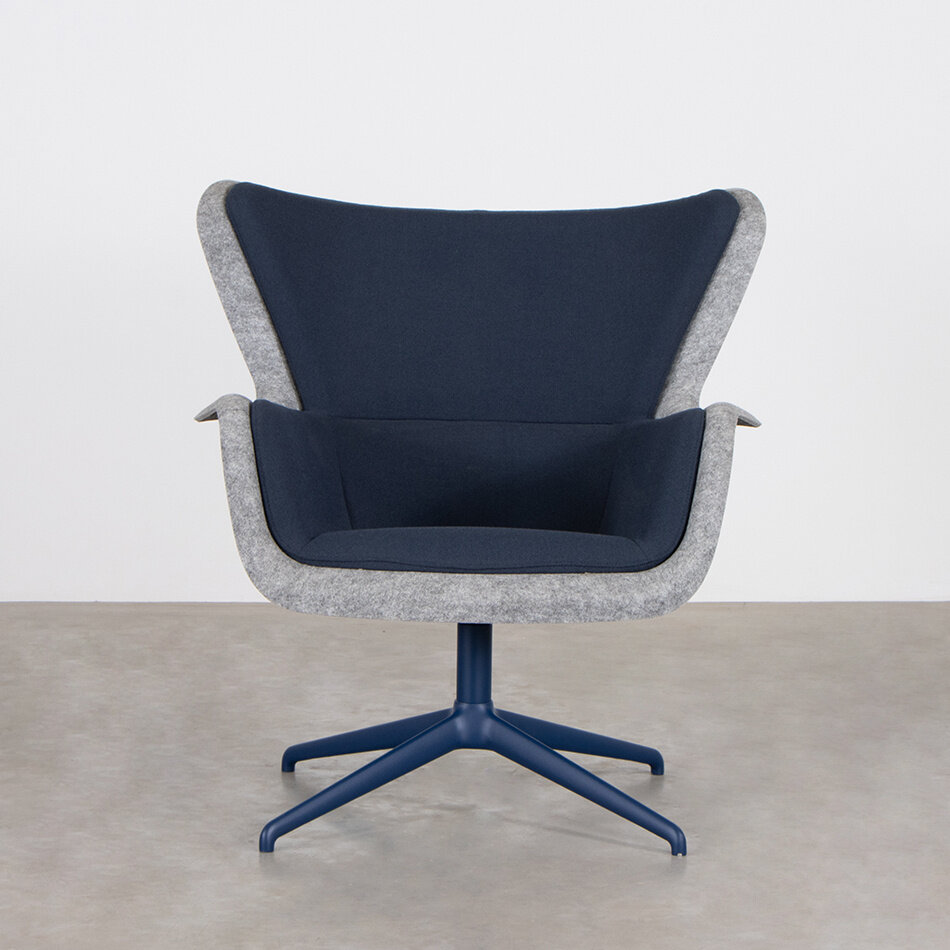 Spettr Draaifauteuil Lichtgrijs Stof Hallingdal Blauw met Draaivoet