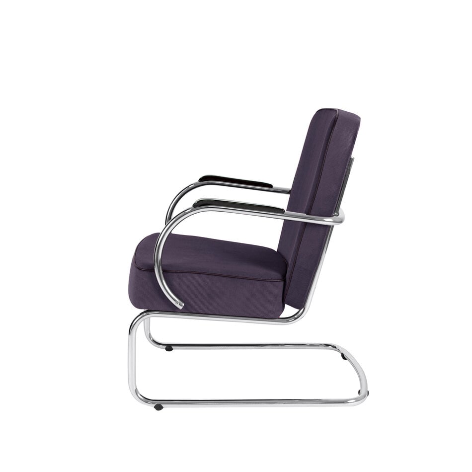 Peutie buisframe fauteuil met Manchester Ribstof 7 Lavendel