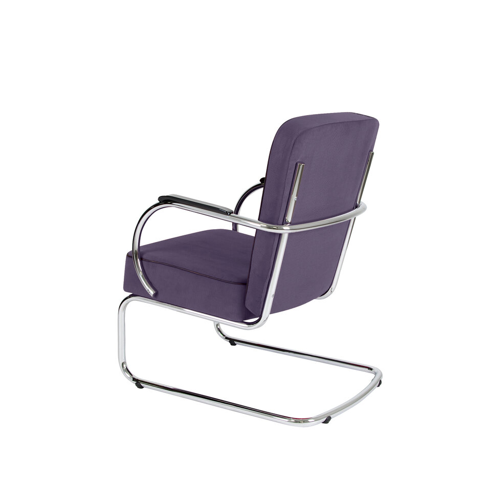 Peutie buisframe fauteuil met Manchester Ribstof 7 Lavendel