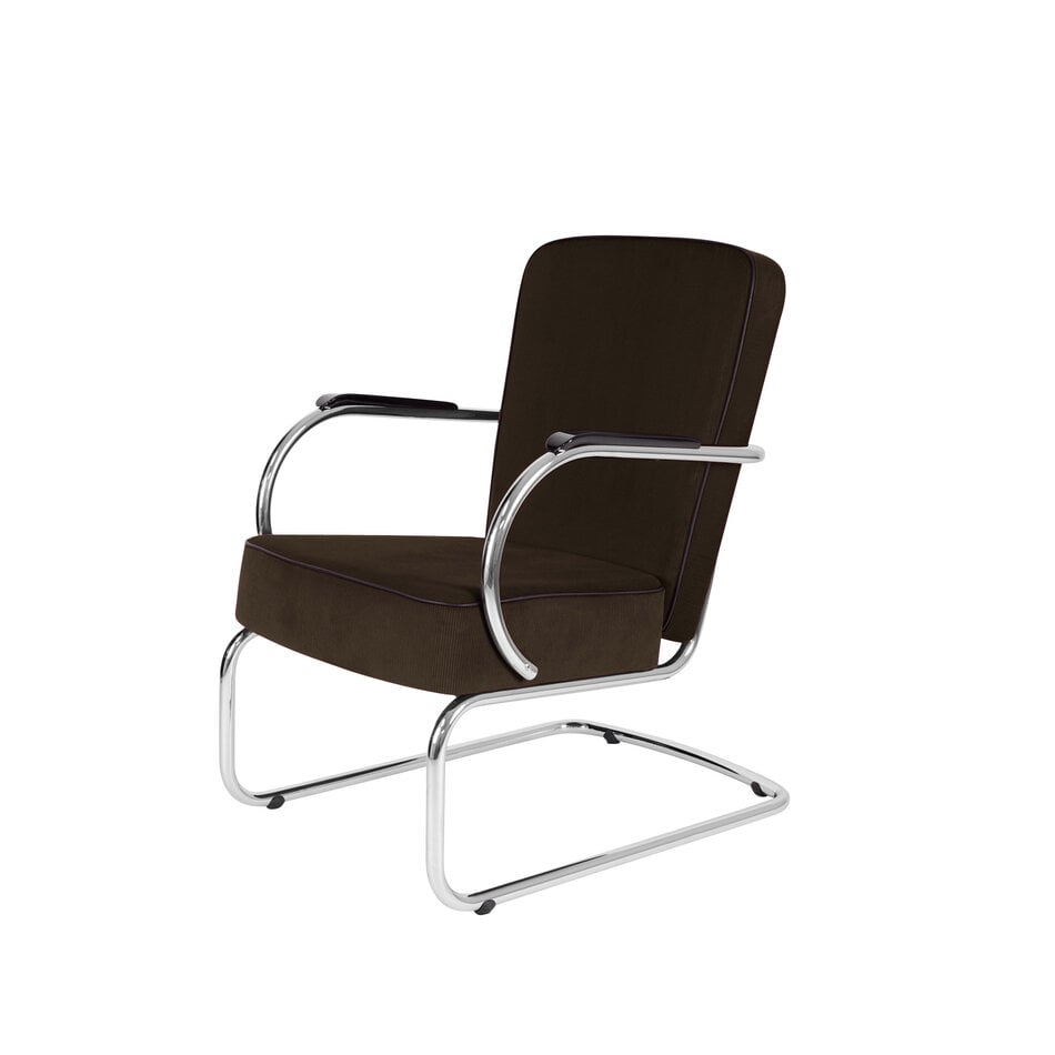 Peutie buisframe fauteuil met Manchester Ribstof 11 Bruin