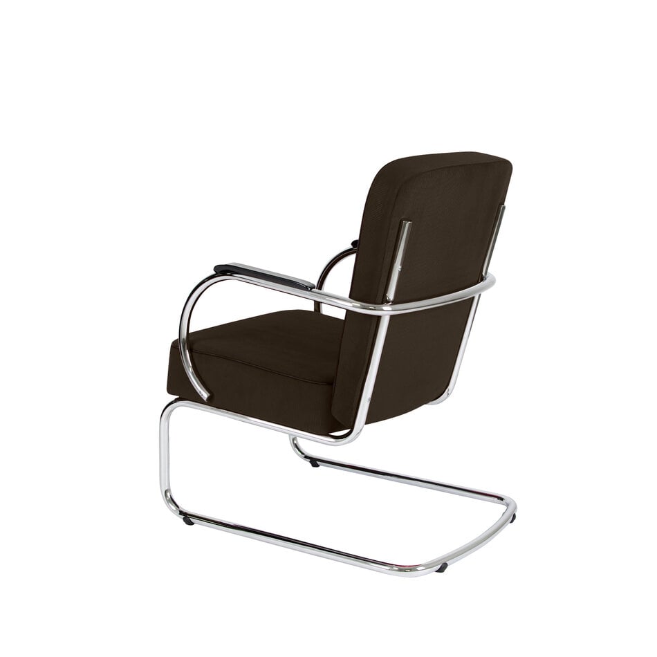 Peutie buisframe fauteuil met Manchester Ribstof 11 Bruin