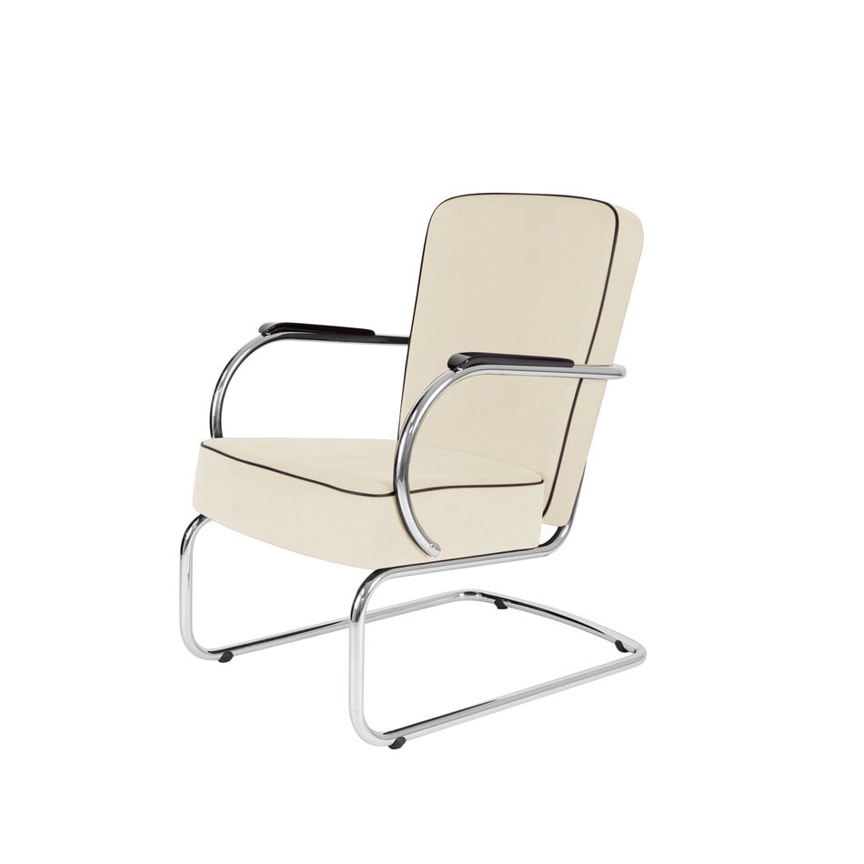 Peutie buisframe fauteuil met Manchester Ribstof 12 Wit