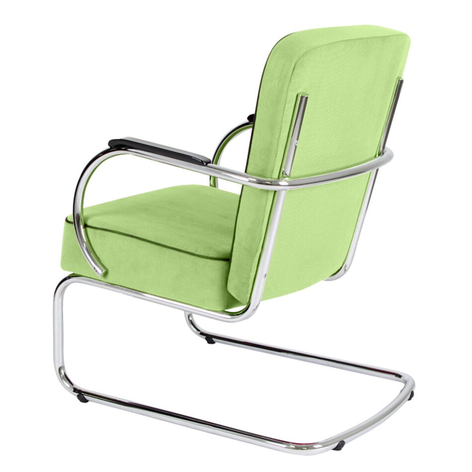 Peutie buisframe fauteuil met Manchester Ribstof 41 Lichtgroen