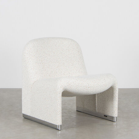 Giancarlo Piretti Alky fauteuil wit confetti boucle wol Castelli