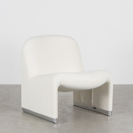 Giancarlo Piretti Alky fauteuil wit boucle wol Castelli