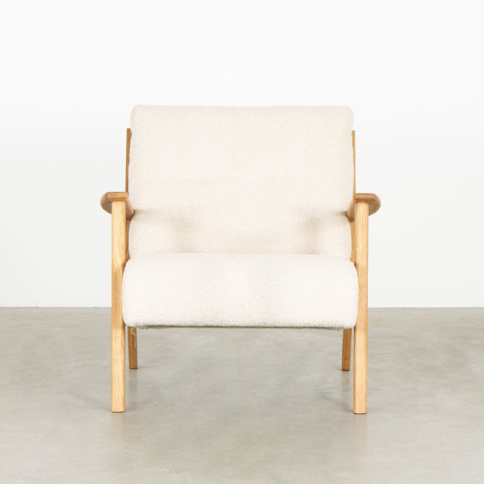 Hans Fauteuil eiken naturel olie stof Bormio vanilla cream