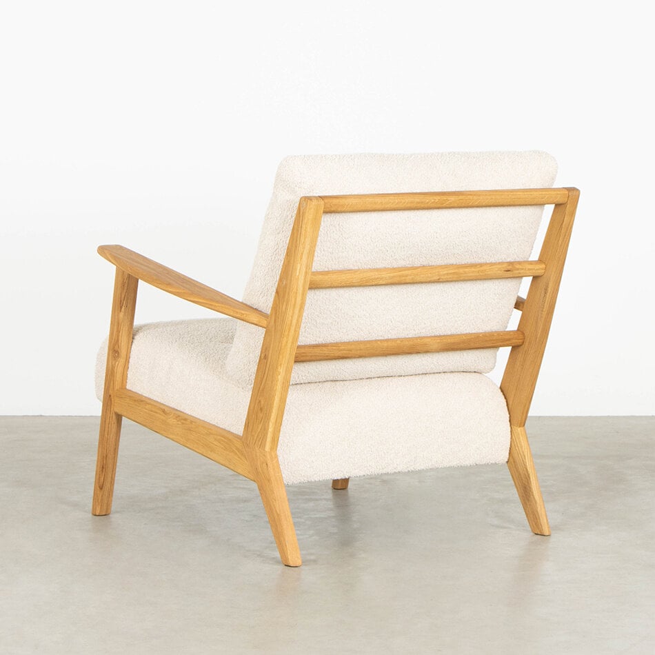 Hans Fauteuil eiken naturel olie stof Bormio vanilla cream