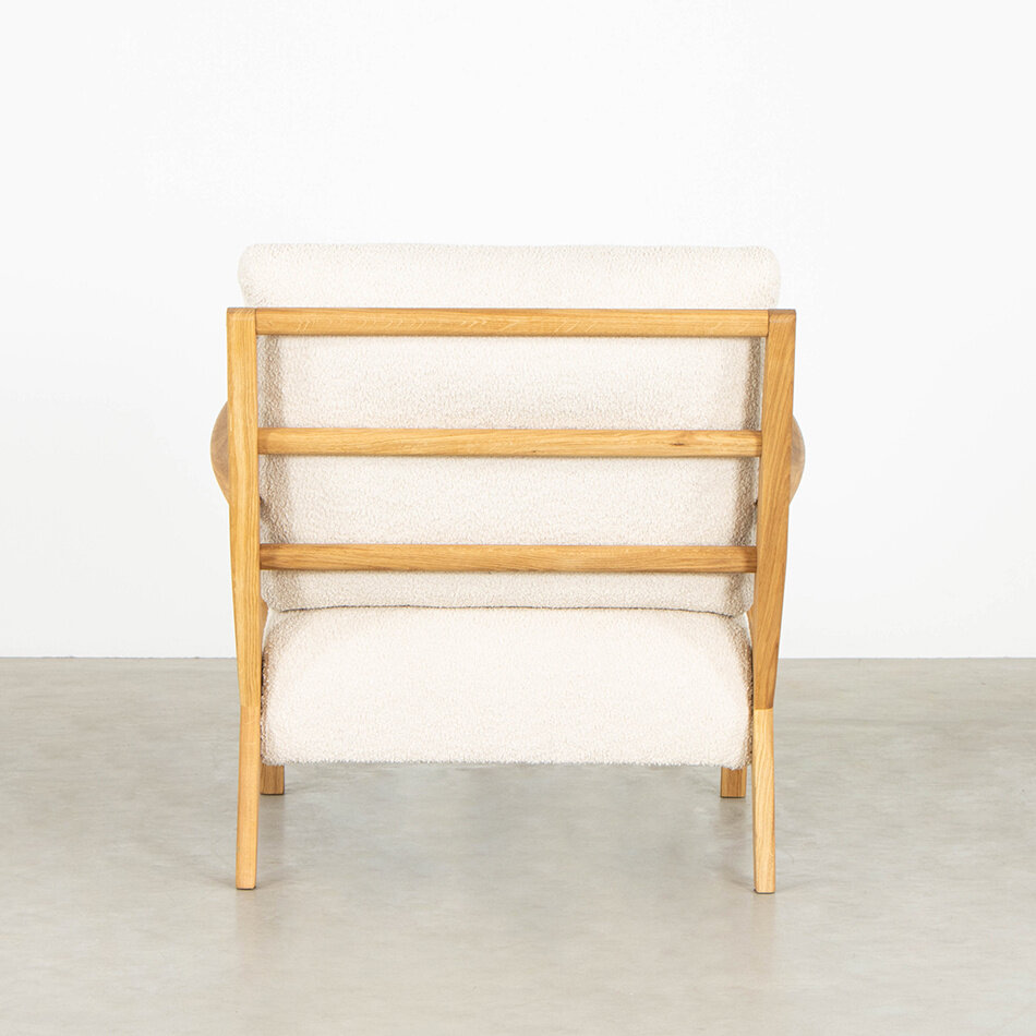 Hans Fauteuil eiken naturel olie stof Bormio vanilla cream