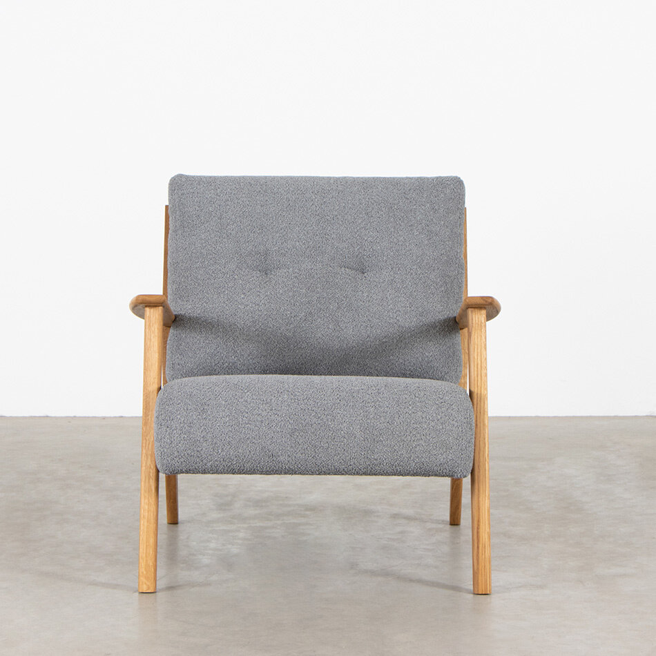 Hans Fauteuil eiken naturel olie stof Bormio soft grey