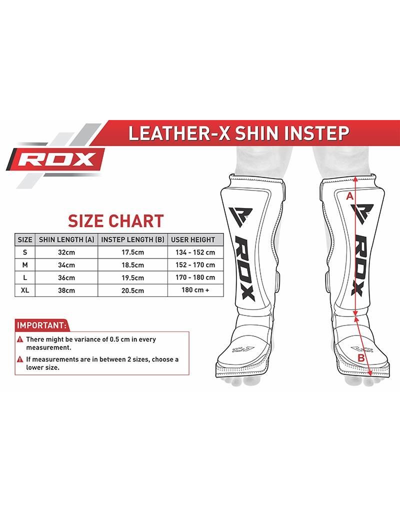 RDX SPORTS MMA Cow Hide Leather Shin Guards - Red