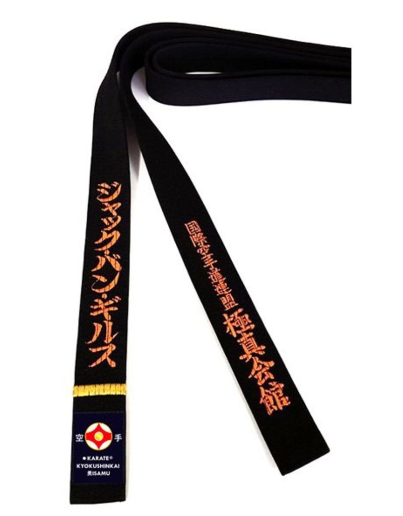 ISAMU Kyokushinkai IKO Karate Black Belt with name embroidery